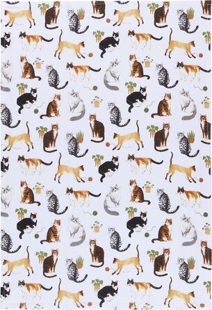 Кухонні рушники Now Designs Floursack, швидковисихаючі, бавовняні, набір з 3 шт., колекція з котами, 50,8x76,2 см