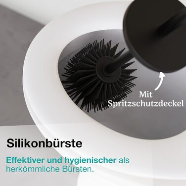 Набір щіток для унітазу Hovea (2 шт.) чорного кольору - силіконові та металеві, кріплення на стіну без свердління, тримач для щіток, WC3620 X2