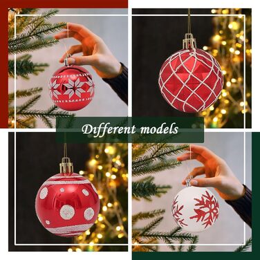 Набір прикрас для ялинки Robofun 44 шт. Червоні та золоті кульки для ялинки, міцні та безпечні, пластикові, для дому та вулиці