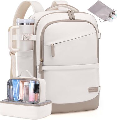 LOVEVOOK Рюкзак для ручної поклажі 40л, для подорожей, з відділенням для ноутбука 17.3 дюймів, з вологостійким відділенням, 45x36x20 см, бежевий/хакі