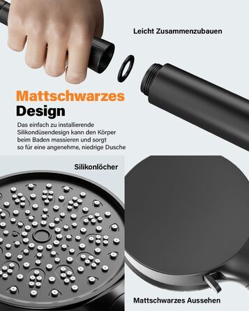 Cobbe Shower Head with Hose, High-Pressure Handheld Shower with 20-Stage Filtration, Water-Saving Shower Head with 6 Spray Modes, Rain Shower Pressure-Boosting and Water-Saving Shower Head for Hard Water
