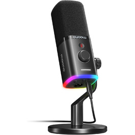 Мікрофон MAONO XLR-USB PD100X для стримінгу, подкастів, YouTube та ігор. Динамічний мікрофон з регулюванням гучності та програмним забезпеченням. Сумісний з PS4, PS5, Mac, PC. Чорний колір