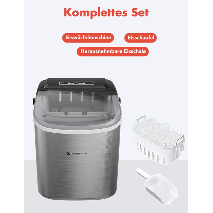 KitchenBrothers Ice Cube Machine Small - Crushed Ice Machine - Ice Cube Machine, Cubes - Ice Cube Maker - Ice Maker - Ice Cube Machines - Ice Crusher - Icecrusher