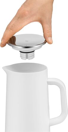 WMF Impulse Thermoskanne 1l, Insulated Carafe for Coffee or Tea, Twist-Lock Closure, Keeps Drinks Cold and Warm for 24h, Thermos for Coffee or Tea, White, Stainless Steel, Plastic