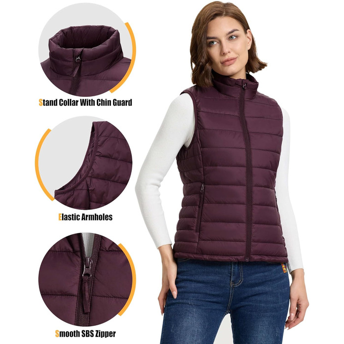 Стьобана жилетка Outdoor Ventures для жінок, тепла, з капюшоном, для походів, кемпінгу, велосипеда, фіолетовий, розмір M
