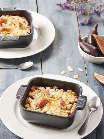 Керамічна квадратна форма для запікання Peugeot Appolia з ручками, 28x28 см, 2 л, біла/сатин чорна