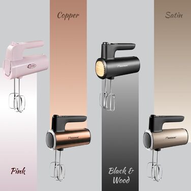 Міксер ручний Bestron Power з 6 рівнями, Turbo-функцією та LCD-дисплеєм, рожевий (2 вінчики + 2 гаки)