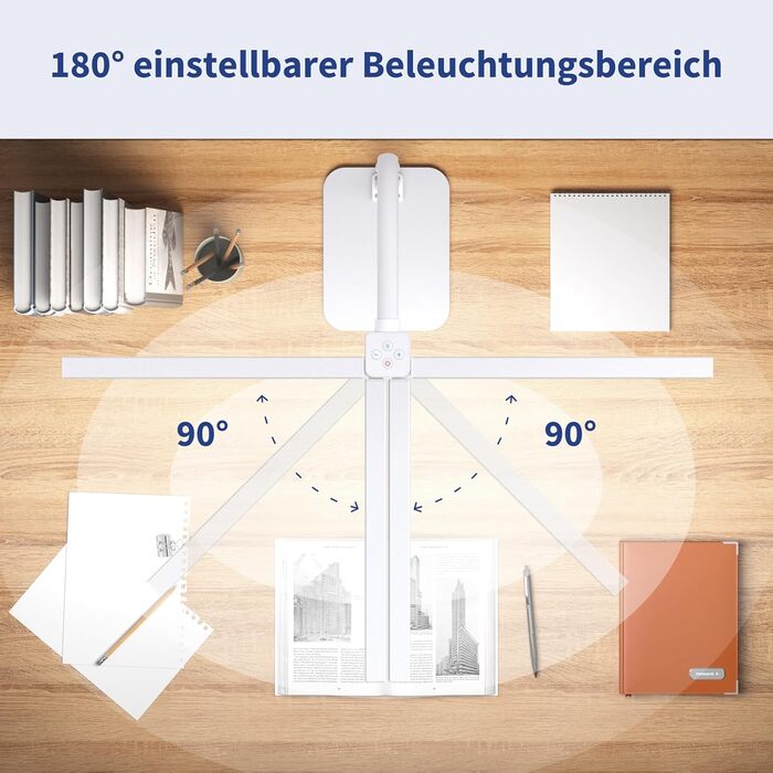 LED лампа для столу Doppelkopf з регулюванням яскравості, 24W, 80 см, денне світло, захист очей, 5 температур кольору, 5 рівнів яскравості, для роботи, дому, офісу, навчання, читання