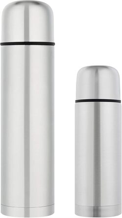 Термос GRÄWE з нержавіючої сталі, 1 л/350 мл, сріблястий | Термокружка, ізотермос, для подорожей, з чашкою, не протікає, придатний для миття в посудомийній машині