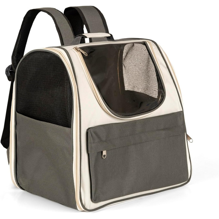 Рюкзак для тварин: переноска для кота/собаки, сірий, 37 × 34 × 25 см