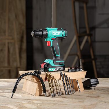 Акумуляторний дриль-шуруповерт DCA ADJZ2035, 20V, 40 Нм, 2.0Ah, 25-ти частинний комплект