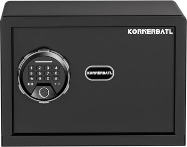 Біометричний сейф KornerBatl 8,5 кг з розблокуванням відбиском пальця та LED-підсвіткою, об'єм 23л, сталева дверцята 42 мм, USB-C живлення