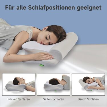 Подушка для шиї Z-hom з Memory Foam, ергономічна подушка для сну на спині, боці та животі (60 x 39 x 10/12 см)