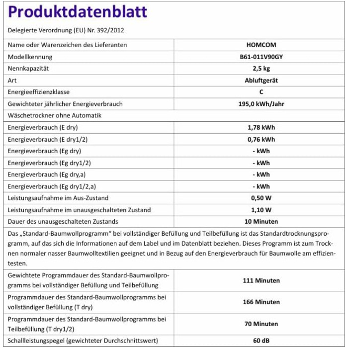 Сушарка для одягу HOMCOM Mini з LED-дисплеєм, 6 програм, 4 кг, до 60°C, 800W, для дому, з захистом від перегріву, білий/сірий