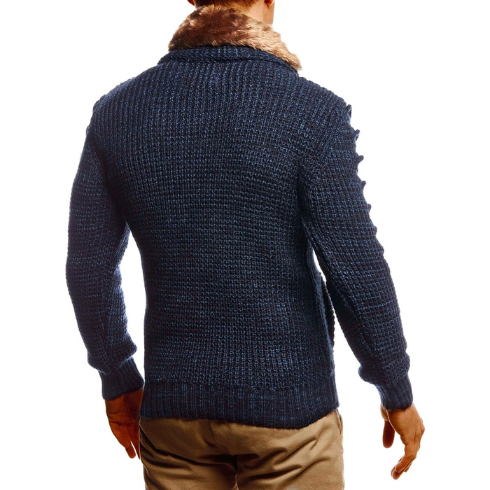 Чоловічий кардиган Leif Nelon з ґудзиками, Regular Fit, довгі рукави, для повсякденного та ділового стилю, сірий, чорний (S, Синій)