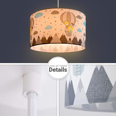 Paco Home Pendant Light, Children's Room Ceiling Lamp, Baby Room Pendant Light, Various Motifs, Boys and Girls, E27, Color: Design 6 (Ø45.5 cm), Light Type___Color: - White (Animals, Long White)