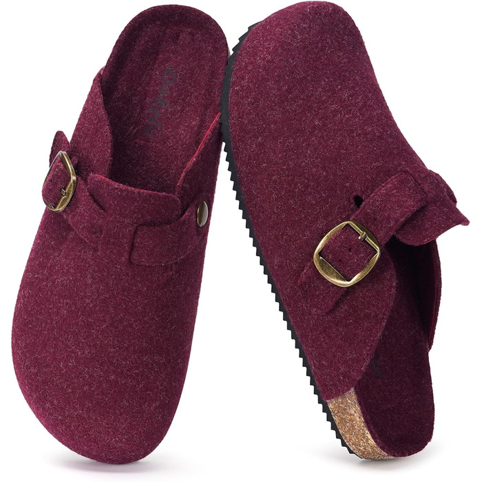 Тапочки халатні жіночі Dokela зимові, утеплені, чоловічі, з повстю, з корковим устілкою, шльопанці, мокасини, антиковзаючі, зручні, шкіряні, червоні (41 EU)