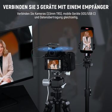 NEEWER CM29 Мініатюрний бездротовий мікрофон-петличка, 48kHz/24Bit з шумозаглушенням, 25 годин роботи, 150м радіус дії, сумісний з iPhone, iPad, Android, DJI, Insta360, ПК, Mac (1RX+2TX+зарядний кейс)