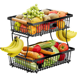 Настільний органайзер для фруктів та овочів 2 яруси (Чорний)