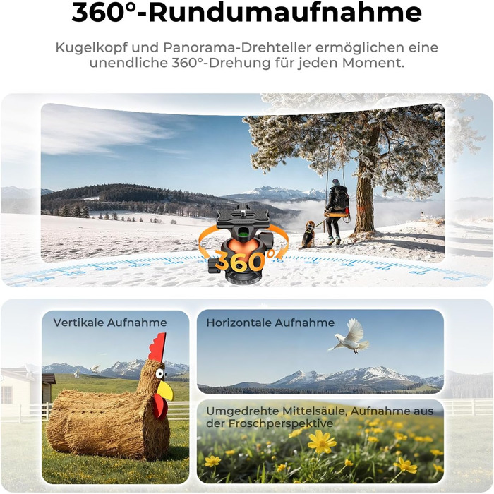 Штатив для камери та смартфона K&F Concept A305A1, 187 см, трипод з регулюванням висоти, алюміній