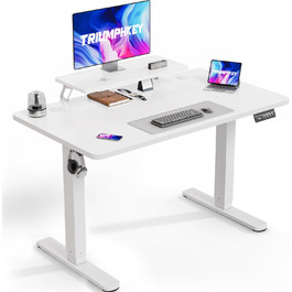 TriumphKey Adjustable Height Standing Desk with Monitor Stand - Electric Ergonomic Desk, 120x60cm White