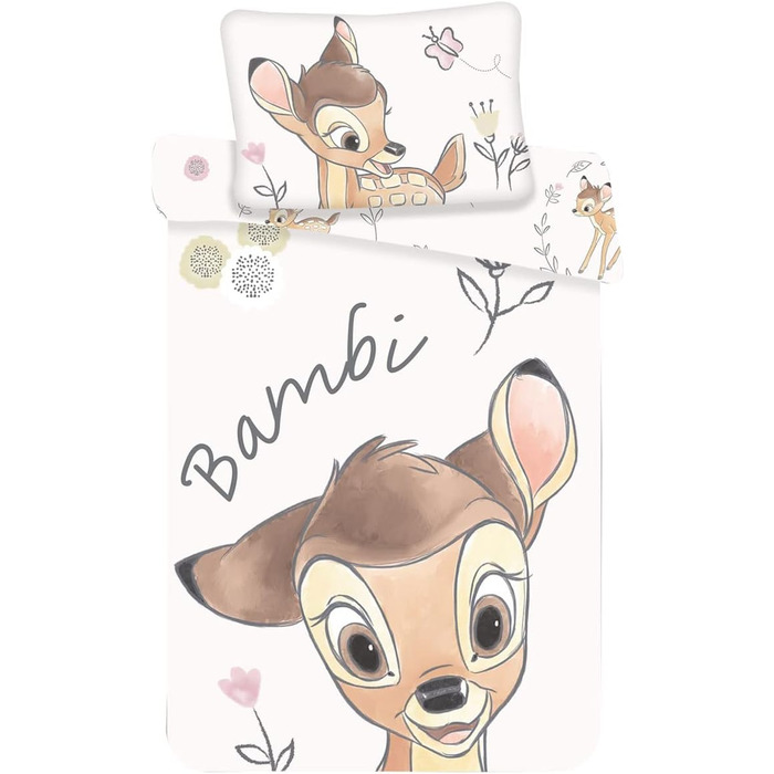 Бетлівка Disney Bambi для малюків, 100% бавовна, комплект: простирадло 100 x 135 см + наволочка 40 x 60 см