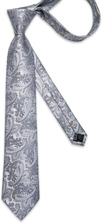 Набір краваток DiBanGu чоловічий: шовковий, з Paisley візерунком, краватка-метелик, затискач для краватки, запонки, для весілля та бізнесу, сірий