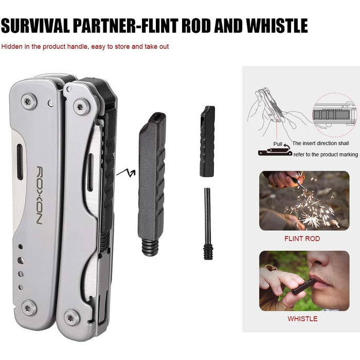 ROXON S803E Elite Update Multi-Tool - 20-Function Survival Knife with Pliers & Fire Starter | EDC Outdoor Tool