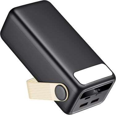 Портативний зарядний пристрій Power Bank 60000mAh з LED-ліхтариком, 22.5W, PD20W, для iPhone/Android, чорний