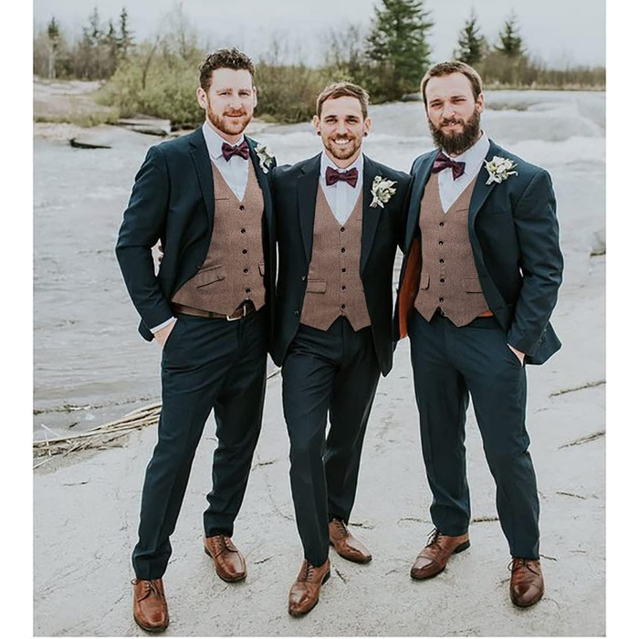 Жилет чоловічий RONGKI Showu з паєтками, слив фіт, для вечірки, весілля, елегантний костюмний жилет, стиль блейзера (L, візерунок 'єлочка/хакі3)