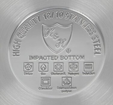 Набір каструль K&H UNIQUE з кришками, нержавіюча сталь 18/10, для індукції, 4 предмети
