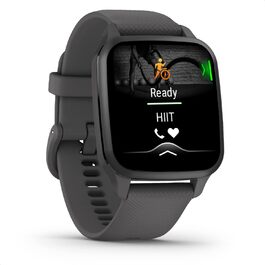 Розумний годинник Garmin Venu Sq 2 Music з GPS, AMOLED дисплеєм 1.4', музичним програвачем, аналізом сну та 25+ спортивними функціями. Garmin Pay, до 11 днів роботи від акумулятора, водонепроникність. Колір: Шкіряний сірий.