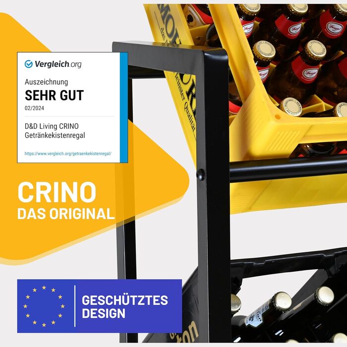 D&D Living® CRINO Beverage Crate Shelf 6 Crates | The Original Beverage Crate Shelf | Maximum Stability and Easy Assembly | Developed in Austria