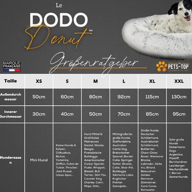 Dog Bed - Medium-Sized Dogs [with washable cover] - Dog Basket, Cat Bed, Sleeping Places & Furniture for Dogs, Long Dog Basket, Dog Bed, 80 cm Diameter, Pearl Grey