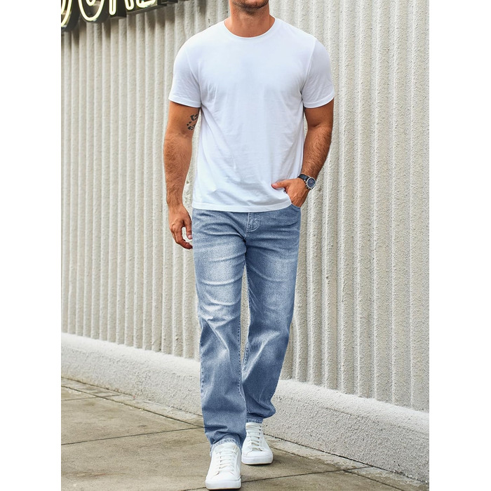 Чоловічі джинси Runcati Regular Fit: світло-блакитні стрейч денім, базові повсякденні штани (S)