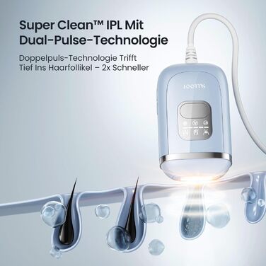 Прилад для епіляції IPL 22J, 78W, з охолодженням сапфіром, для дому, для обличчя, бікіні, пахв, блакитний
