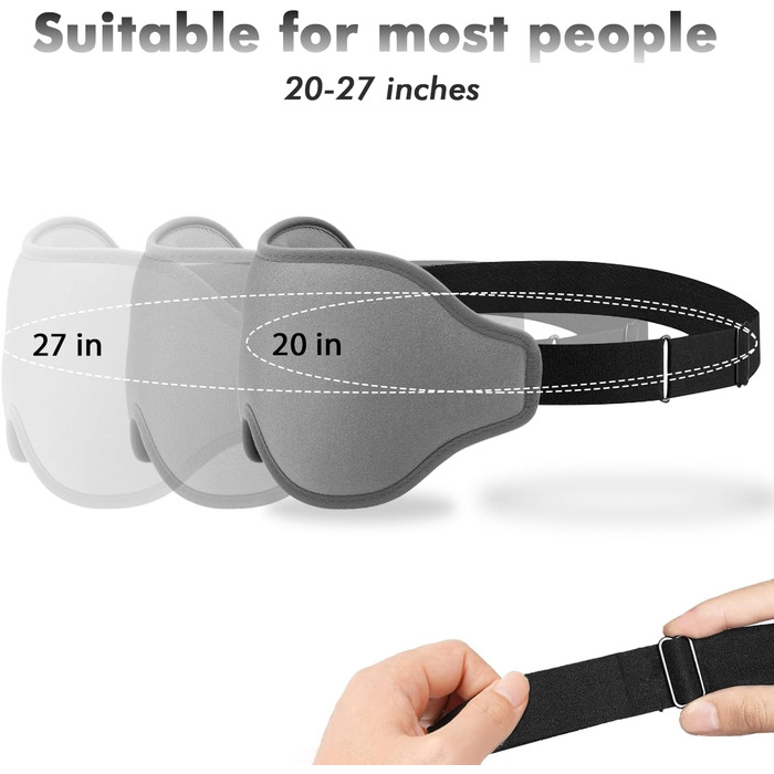 Маска для сну для чоловіків та жінок, 3D-контурна, блокує світло, з регульованим ремінцем, дихаюча та м'яка, для сну, йоги, подорожей (Сіра)