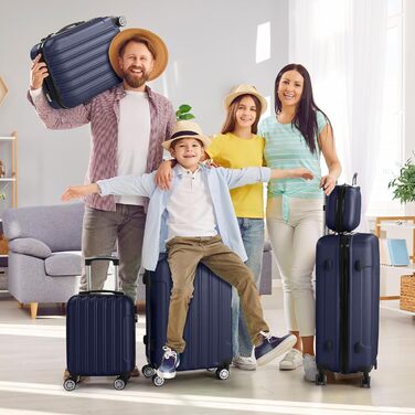 Набір валіз LALAHO 5 шт. з косметичкою, з ABS, для подорожей, ручна поклажа, багаж, бордовий колір