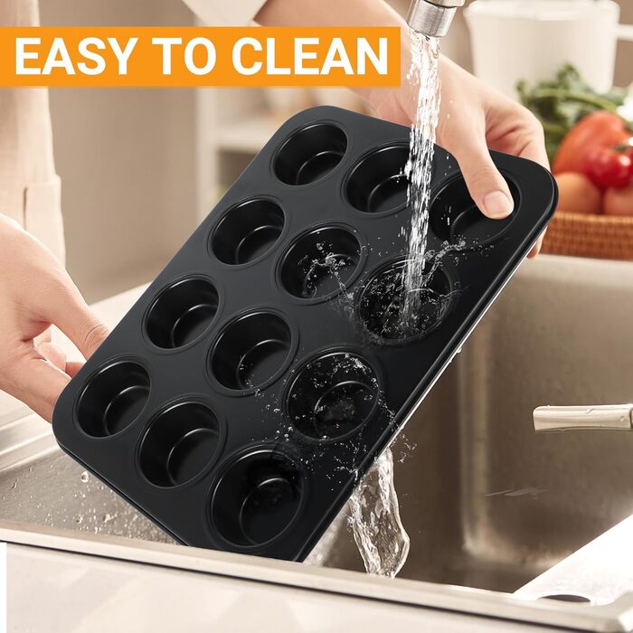 Форма для мафінів (2 шт.) - 24 лунки, антипригарне покриття, BPA-free, стандартний розмір 35 x 27 x 3 см, ідеально для капкейків, брауні та випічки