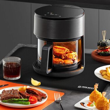 Стійка до нагріву підставка під фритюрницю, термостійкий килимок для кухонних поверхонь, силіконовий килимок (50x30см, чорний)