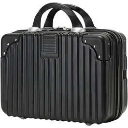 Waterproof Cosmetic Case Makeup Bag Lightweight Carry-on Beauty Case with Handle and Zipper, Women's Wear-resistant Hard Shell Travel Wash Bag for Trips (Black1)