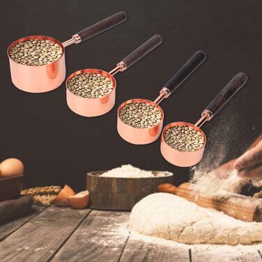 Measuring spoons, measuring cups, 4-piece set, household stainless steel rose gold measuring spoon set, kitchen baking tools