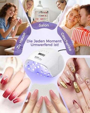 LED UV лампа для нігтів NAILGIRLS 150W з таймером, автосенсором та LCD дисплеєм. Підходить для гель-лаку, пальців та нігтів. Знімний магнітний майданчик.