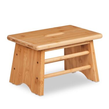 Relaxdays Bamboo Footstool with Handle