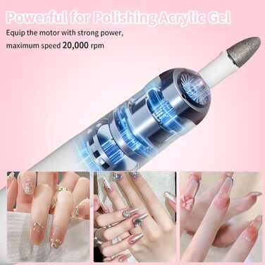 Електрична нагрівалка для нігтів, манікюрний набір 9 в 1, професійна, портативна, до 15 000 об/хв, для гелевих нігтів рук та ніг