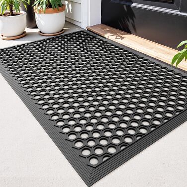 Килимок для дому та вулиці DEXI, 60x90 см, колір вугільний, антиковзаючий, водонепроникний