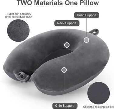 Подушка для шиї TALLGO з Memory Foam - для подорожей, автомобіля та дому (Сірий)