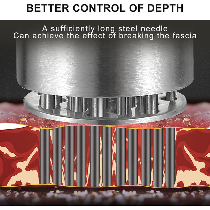 Fleischklopfer з нержавіючої сталі, молоток для м'яса, кухонний інструмент для приготування стейків, шніцелів, курки, риби та яловичини (20 см), сріблястий