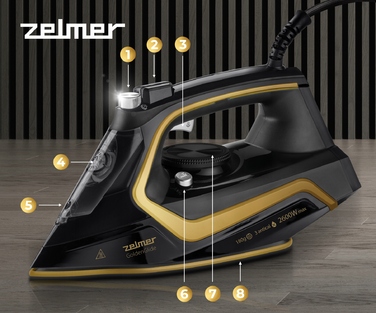 Парова праска Zelmer ZIR2620, 2600 Вт, керамічна підошва, 280 мл