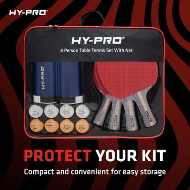 Набір для настільного тенісу Hy-Pro портативний – стіл з розсувним сіткою до 170 см, 4 ракетки, 8 м'ячів, сумка, м'ячі 3 зірки, для дітей та дорослих, для гри в приміщенні та на вулиці